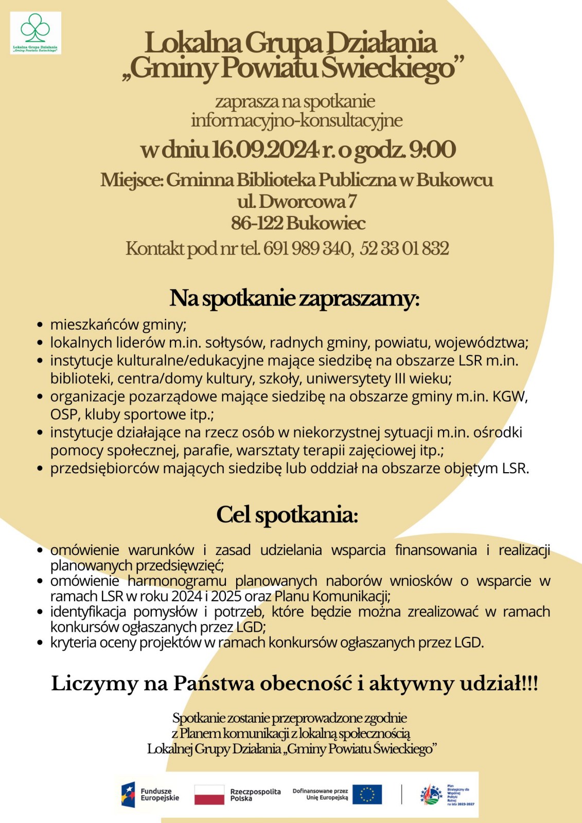 Spotkanie informacyjno-konsultacyjnego Lokalnej Grupy Działania - plakat