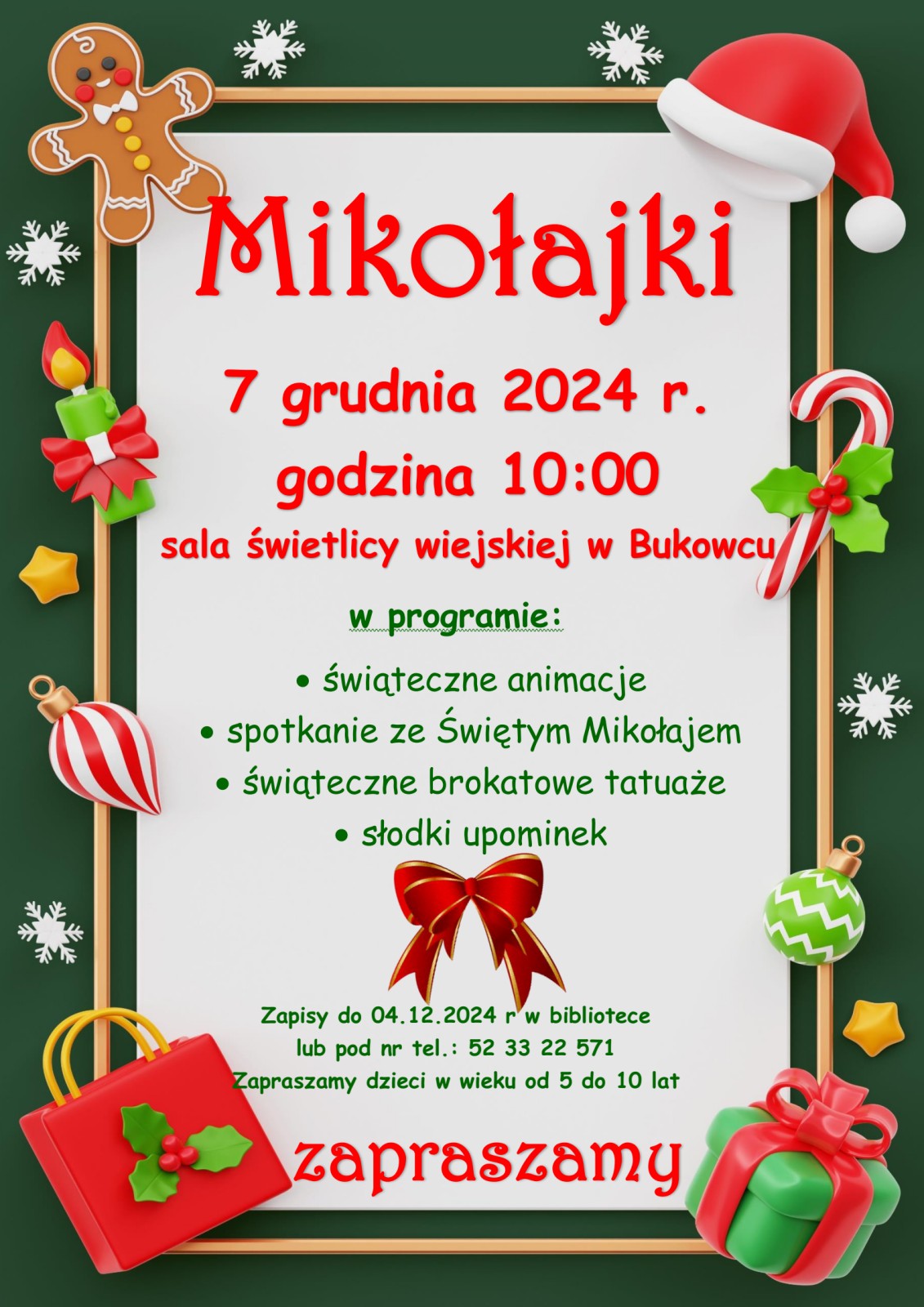 Mikołajki w Bukowcu - plakat