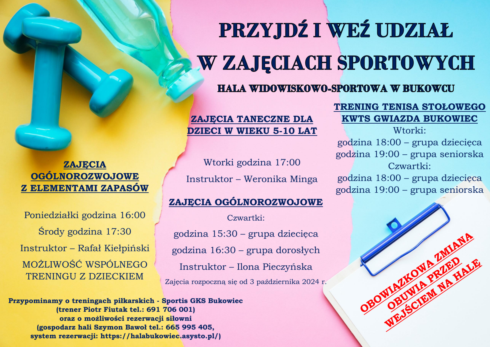 Zajęcia sportowe na hali - plakat