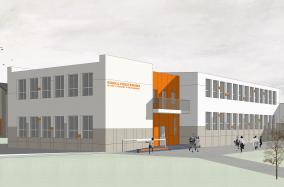 Wizualizacja planowanej rozbudowy szkoły podstawowej w Przysiersku