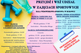 Zajęcia sportowe na hali - plakat