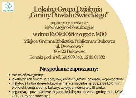 Spotkanie informacyjno-konsultacyjnego Lokalnej Grupy Działania - plakat